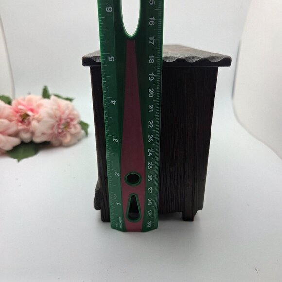 Vintage Solid Carved Dark Wood Box Hidden Compartment - Picture 16 of 16